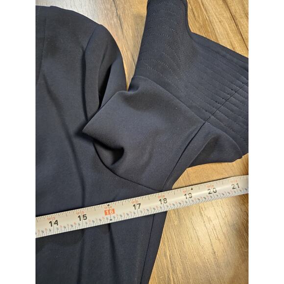 Badgley Mischka Navy Blue Belted Dress Women's Size 6 Bell Sleeves $551 Retail - Picture 11 of 12